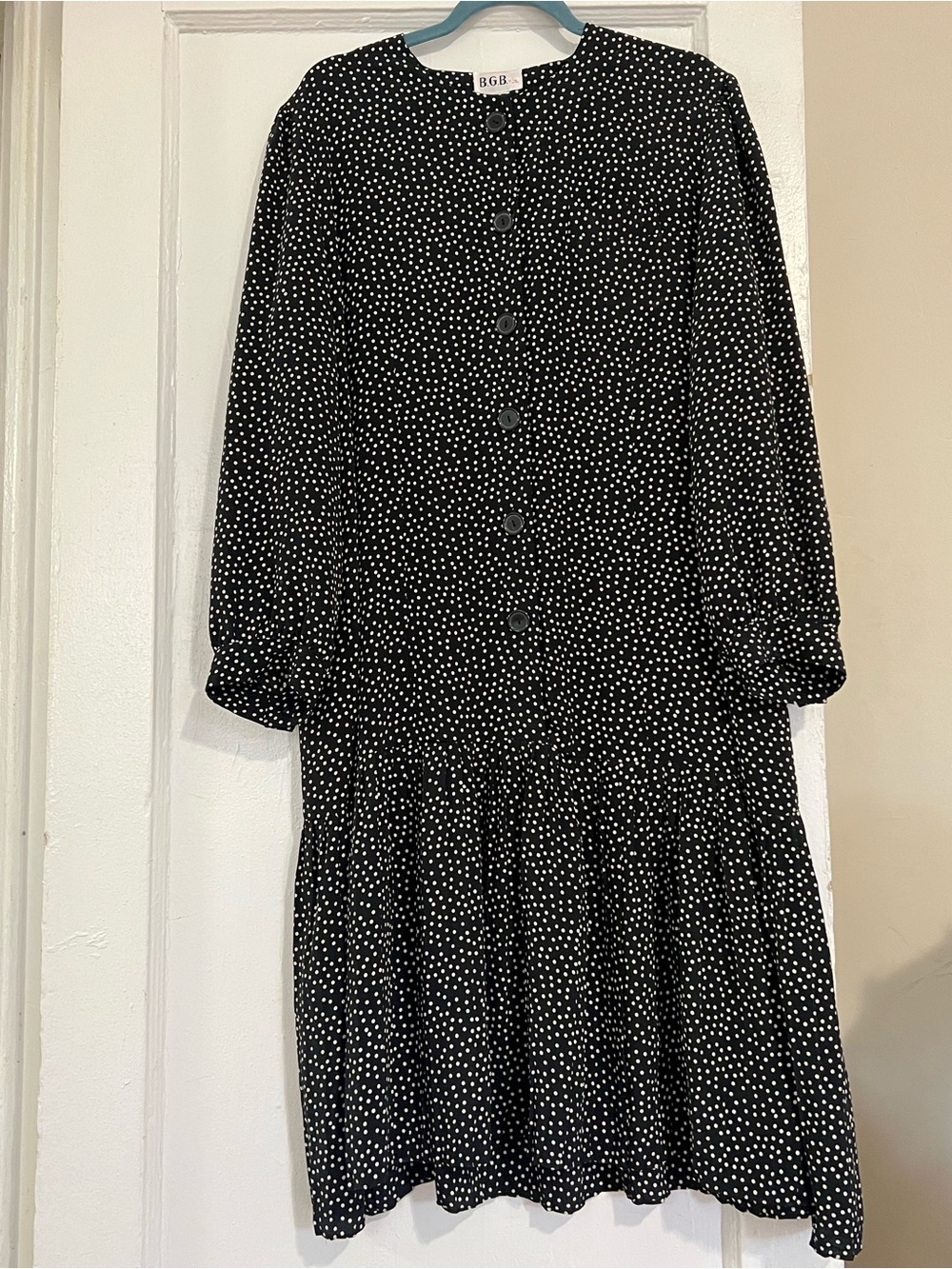 Gianni Bini Black Polka Dot Button-Front Midi Dress